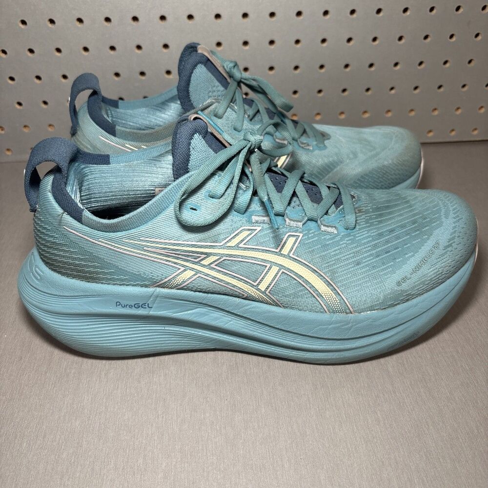 ASICS GEL-Nimbus 27 Womens US 10.5 Running Shoes Wave Teal/Illuminate Blue Gym